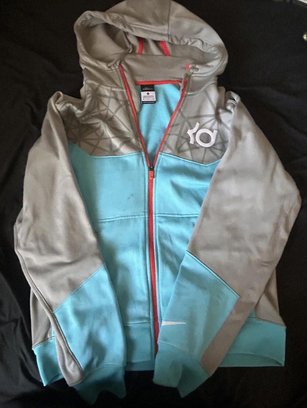 Nike Therma-Fit Jacket - Teal Blue with Gray and Coral Trim
